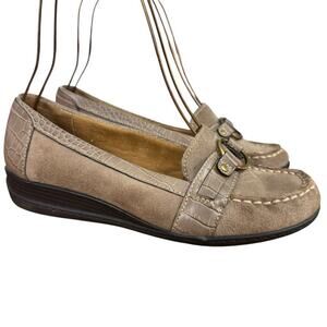 Natural Soul Naturalizer Wendi Beige Suede Leather Slip On Loafers Shoes sz 8